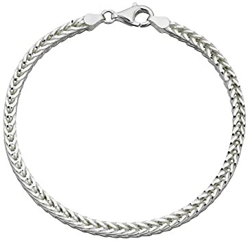 Elements Silver Herren-Armband, 925er-Sterlingsilber, schwer, massives Silber, Fuchsschwanz-Kette, Länge 22 cm
