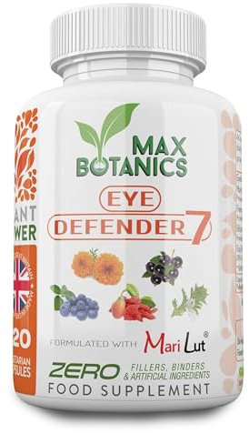 Eye Defender 7 | 120 Capsules | Lutein, Zeaxanthin, Meso-Zeaxanthin, Bilberry, Goji, Blackcurrant, Eyebright | No Additives | Vegan | UK Made | GMP (120 Capsule Bottle)