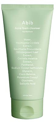 Abib Akne-Schaumreiniger Heartleaf Foam 5,07 fl oz / 150 ml I Feuchtigkeitsspendender, mild-saurer täglicher Gesichtsreiniger, Panthenol B5, beruhigend für gereizte Haut und Akne-Pickel-Pflege