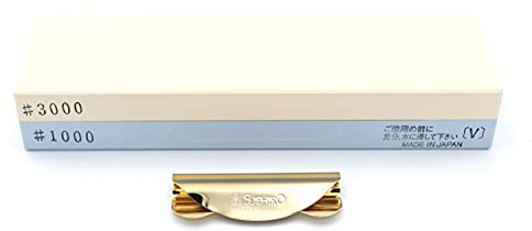 Piedra de afilar japonesa y guía de afilado Suehiro – Grano 1000 3000 – Kit de afilador para cuchillos de cocina