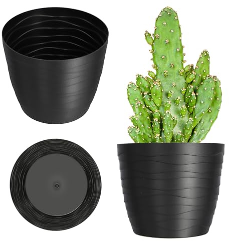 KADAX Blumentopf aus Kunststoff, ⌀ 11 – 19 cm, 7 Farben, einfacher Pflanztopf, moderner Pflanzkübel, robuster Blumentopfschutz, runder Topf (⌀ 19 cm, schwarz)