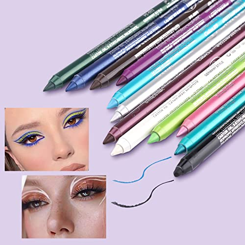 Riceel 12 Eyeliner Couleurs Ombres Stylo, étanche, Eyeliner Néon Mat Paillettes Kit coloré Women Eye Liner Professional Eye Make-up Set