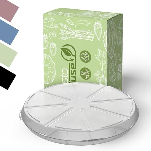 elastoREuse - Contenitore per pizza da 34 cm con coperchio rotondo - Contenitore impilabile riutilizzabile per pizza - Scatola per pizza ecologica lavabile in lavastoviglie e senza BPA (trasparente)
