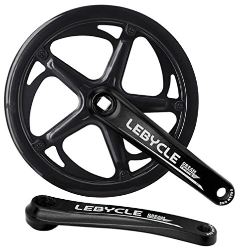 QHIYRZE Faltrad Vierkant Kurbelgarnitur 170mm Kurbelarm-Set 48T/53T Einzelnes Kettenblatt Kurbelgarnitur Für 7/8/9/10 Geschwindigkeit Rennrad BMX Fahrrad(Black,53T)
