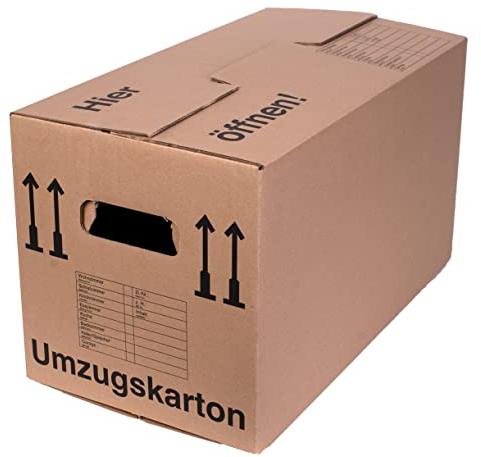 5 Stück Umzugskartons 600 x 328 x 340 mm extra stabil 2-wellig, verstärkte Griffe, belastbar bis 40 kg, Menge wählbar von 5 bis 240 Stück