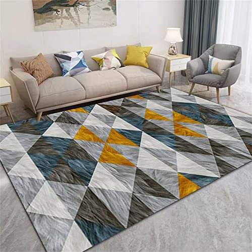 DSHUB Tappeti Esterni Per Giardino Tappeto accogliente Grigio blu triangolo motivo geometrico tappeto da cucina antiscivolo Tappeto economico 170X240cm