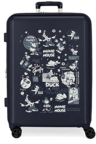 Disney 100 Special Shine Mickey Comic Mittelgroßer Koffer, Blau, 48 x 70 x 26 cm, starres ABS, integrierter TSA-Verschluss, 81 l, 3,98 kg, 4 Doppelräder