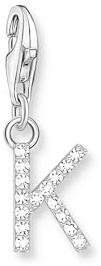 THOMAS SABO Charm-Anhänger Buchstabe K mit weißen Steinen Silber 925 Sterlingsilber