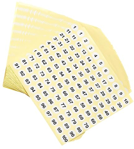 METALLIXITY Rund Nummer Aufkleber (15mm/0.59) 50Blatt Beschichtet Papier Nummer 1-100 Selbstklebend Labels - für Haus Lagerboxen Mailbox Schwarz/Weiß