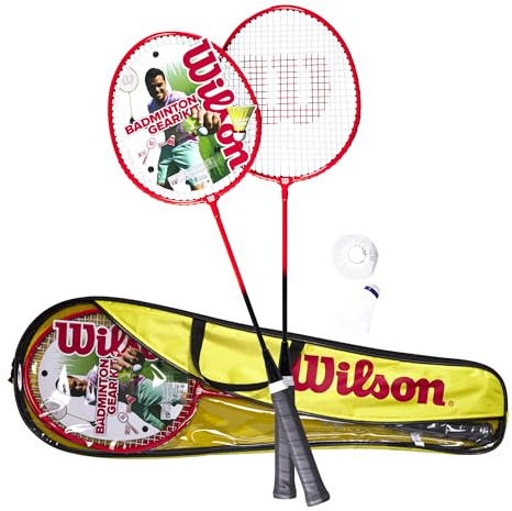 Wilson Fierce Red Adult Twin Badminton Racket, including Shuttlecocks & Carry Case