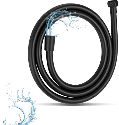 ieron Tuyaux de douche lisses en PVC de 2 m/78 pouces, tuyau de douche de remplacement flexible universel anti-torsion avec connexion en laiton massif étanche - Noir