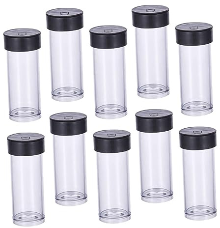 NUOBESTY 40pièces Tubes Transparents Avec Couvercles Noirs Contenants Vides Pour Perles Boîtes De Rangement Légères Et Résistantes Pour Diy Et Voyage