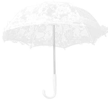 BOUUNCIY Mini White Lace Parasol Umbrella, 17x18 Inches Vintage Bridal Decorative for Tea Party, Small Photography Prop, Craft for Kids Women Wedding Party Photo Props (Rose)