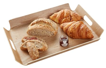 ABOOFAN Holz Frühstückstablett Holztablett Mit Griffen Praktischem Design Leicht Zu Reinigen Für Frühstück Snacks Und Getränke