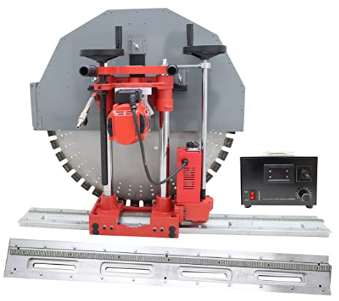 TECHTONGDA Electric Concrete Saw Wall Cutter Wet Dry Cutting with 2 pcs Guide Rail 47.2inch Long 20inch Deep Φ47.2inch Saw 220V