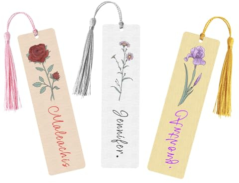 Personalisiertes Lesezeichen aus Holz/Metall mit Quaste, lesezeichen personalisiert mit foto, Lesezeichen Selber Gestalten für Freundin, Freund, Buchwürmer, Geburtstage, Weihnachten, Valentinstag