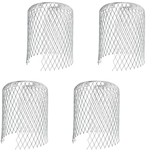 DOETYD 4 Pcs Gutter Guards Aluminum Down Pipe Protectors Expandable Leaf Filter Strainer for Keeping Gutter Downpipes Clear of Blockages from Leaves, Debris, Moss