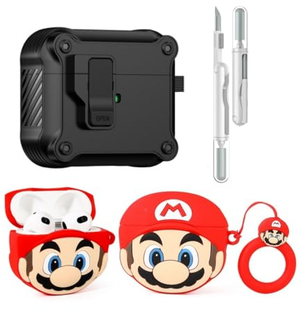 LEWOTE Custodia protettiva 3 in 1 compatibile con Apple AirPods 3 in 1 con kit di pulizia e portachiavi (Mairo)