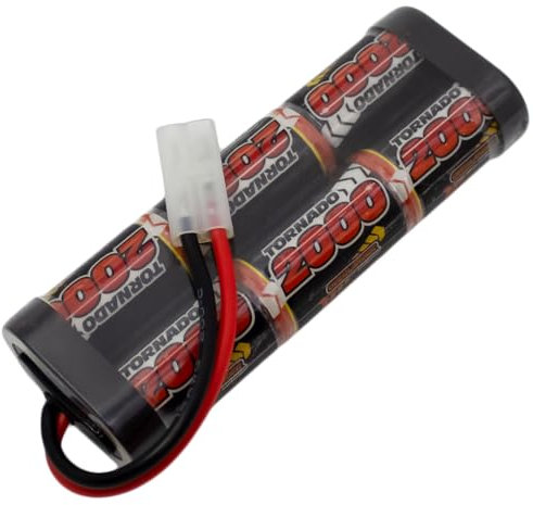 Overlander Batteries 2000mAh 7.2V NiMH RC Car Battery Pack with Tamiya Plug for Remote Control Cars, Buggies, Monster Trucks and RC Models - High Capacity, Low Self-Discharge, Rechargeable Batteries