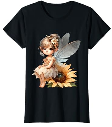 Süße Fee mit Elfenohren und Feenflügel, Elfen und Feen, Fee T-Shirt