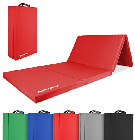 MSPORTS Materassino Premium pieghevole morbido 190 x 80 x 5 cm Materassino da ginnastica Sport per casa Bambini Adulti (Rosso, 190 x 80 x 5 cm)