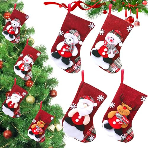SilverChry Mini Calcetines Navidad*4Pcs, Calcetines de Navidad para Chimenea, Calcetín Navidad Personalizado, Botas de Navidad, Mini Medias de Navidad, Ilenar Calcetines de Navidad, Christmas Stocking