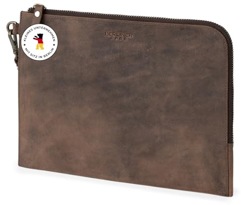 Berliner Bags Vintage Dokumentenmappe Alex M, Dokumententasche, Reisepass Organizer und Banktasche aus Leder, für Damen und Herren - Braun