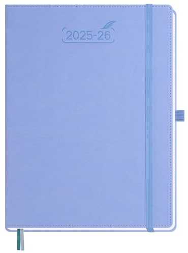 BEZEND Kalender 2026 Wochenplaner A4, 18-Monate Buchkalender Juli 25-Dez 26, PU-Leder Hardcover 1 Woche 2 Seiten mit Stifthalter - Kornblume