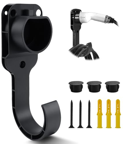 Erzekrim Typ 2 Wandhalterung EV Ladegerät Halterung, Robust und Langlebig Kabel Wandhalterung, Wallbox Kabelhalterung für Typ 2 Ladekabel, Schwarz