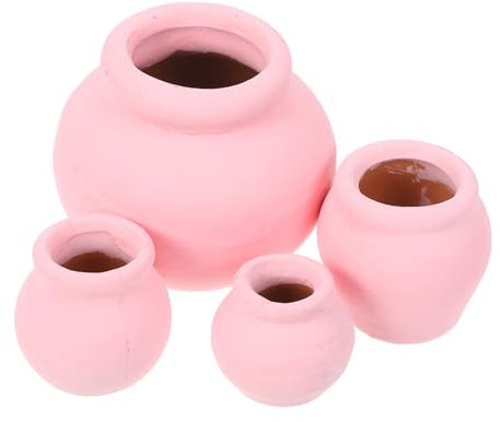 Mipcase 4piezas Macetas Pequeñas De Barro Rosa para Suculentas Interiores Versátiles para Mini Jardines y Decoración De Escritorio Resistentes Al Agua
