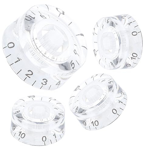 ULTECHNOVO 4 Stück Teiliges Transparente Potiknöpfe für Gitarre und Bass Lautstärke und Tonregelungsknöpfe Kompatibel mit Gitarren Potentiometer Einfache Montage und Präzise