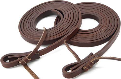 Jeereal Extra Heavy Harness Split Reins, Heavy Oil Weighted,Broken in,1/2 Width Supple Leather Reins (1/2 x 8')