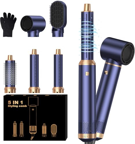 Mogawave 5 in 1 Hairstyler, Airstyler Airbrush Pro 1000w, 60000RPM Föhnbürste Haarstyler, Lockenstab mit Luft Links/Rechts, Negative Ionen Pflege,Sie dem Haar Volumen, Locken und Föhnen Sie Haar