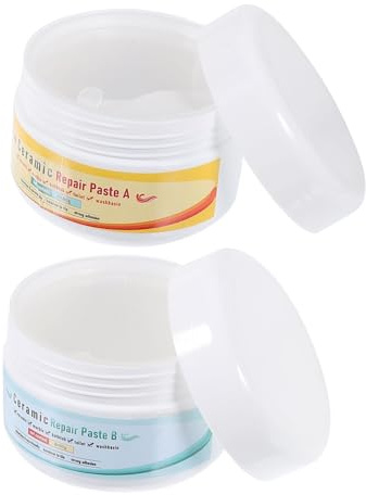 HOMSFOU Kit Riparazione Piastrelle e Superfici Bagno Finitura Bianco Colla Forte per Ceramica Smalto Porcellana Vasca Lavello Controsoffitto Riparazioni Precise e Invisibili