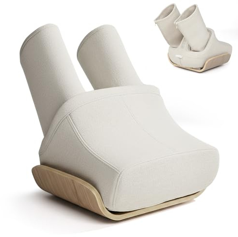 RelaxRelife massaggiatore per piedi Shiatsu con funzione riscaldante, massaggio pneumatico per polpacci e rulli, massaggiatore per gambe per uso domestico, beige