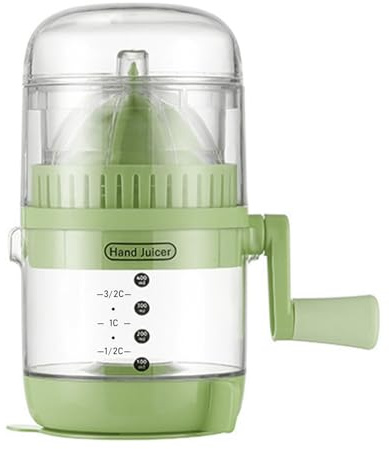 Greensen Manuel Presse-agrumes, Presse-agrumes à Main avec Base à Ventouse Robuste pour Oranges Citrons Pamplemousses, Mécanisme à Manivelle Efficace, Ouverture Large de 4,1 Pouces (GREEN)