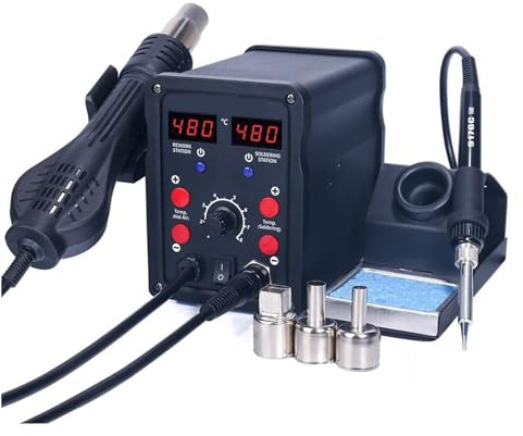 Station De Soudage 8586D 2 En 1, Pistolet À Air Chaud Avec 2 Affichages Numériques, Mode Veille De 10 Minutes For Les Retouches SMD(Package 1)