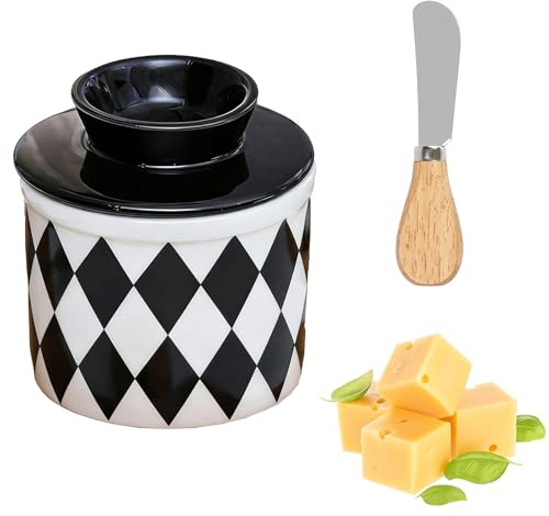 Shibida Mantequera de Porcelana,Mantequillera de Cerámica,Mantequilleras con línea de agua,Mantequera de cerámica con tapa,para guardar mantequilla fresca,Apta para Lavavajillas