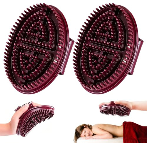 Pyralidsg 2 Stück Massagebürste, Massagebürste Körper Gentle Exfoliating, Lindert Müdigkeit Meridian Massage Bürste, Rückenbürste Duschbürste für Waist, Abdomen, Head, Leg