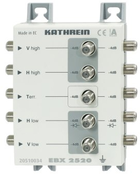 Kathrein EBX 2520 2-fach Sat-ZF-Abzweiger/-Verteiler für das Sat-ZF-Verteilsystem (1x terr. Eingang, 4x Sat-ZF Eingänge)