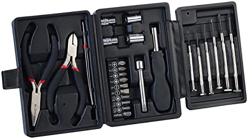 AGT Mini Werkzeug Set: 26-teiliges Werkzeug-Set in praktischer Klapp-Box (Werkzeugset klein, Werkzeugset Mini, Kleines Haushalt)