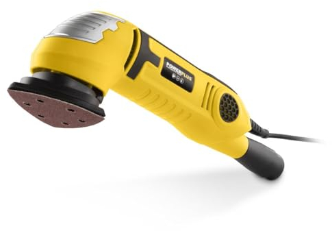 Powerplus Delta-Schleifer POWX0490-300 W Dreieck Schleifmaschine - 3 dreieckige Schleifpapierblätter und Vakuumadapter - Schleifen Holz & Keramik - Trockenbau Wand Dreieckschleifer