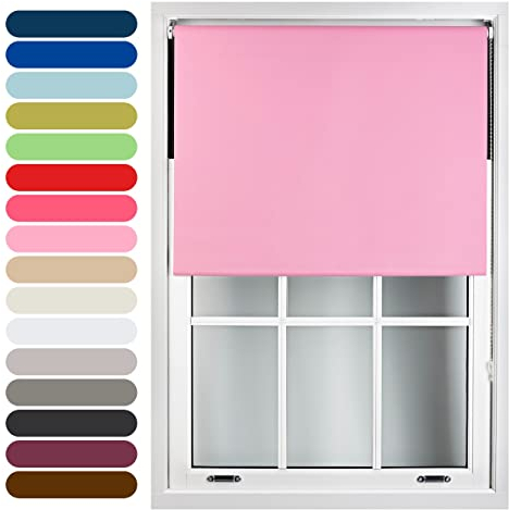 FURNISHED Rollos, Thermo-Verdunkelungsrollo – zuschneidbare, isolierte UV-Schutz, kindersicher, einfache Montage, Fensterjalousien für Zuhause und Büro, Rosa, 150W x 165H cm
