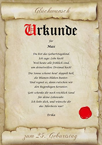 ALEMARG Geburtstagsgeschenk - XL Urkunde zum Geburtstag - personalisierte Geschenk Karte - Geburtstagskarte Frau & Mann, DIN A4 Glückwunschkarte