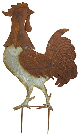 FRANK FLECHTWAREN Gartenstecker Metalldeko Hahn 37 x 51 cm