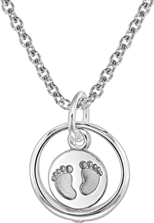 trendor Taufkette 925 Silber Taufring mit Anhänger Babyfüße zauberhafter Taufschmuck für Mädchen, Jungen oder Mütter, tolle Geschenkidee zur Taufe, 08467