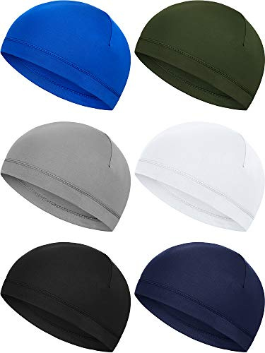 Boao 6 Pieces Cooling Skull Caps Helmet Hard Hat Liner Sweat Wicking Running Beanie Cycling for Men Women(Large,Classic Colors)