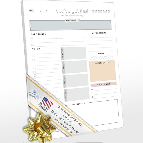 Merry Expressions Daily Planner To Do List Notepad with Undated 8.5x11 Tear-Off Sheets, ADHD Planner, Time Block Planner, Desktop To Do List Notepad, To-do Notebook