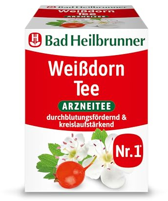 Bad Heilbrunner Weißdorn Tee - Arzneitee im Filterbeutel - Weißdornblätter & -blüten - Herzstärker aus Tradition - durchblutungsfördernd & kreislauffördernd (12 x 8 Filterbeutel)