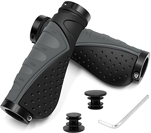HNOOM Puños Bicicleta Ergonomicos MTB Antideslizante Caucho Mango para Bicicleta Universal para Montaña, Bici Plegable, Scooter (Gris)